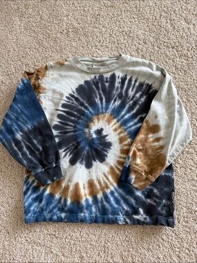 Molo Tie-Dye Spiral Long Sleeve Tee - Blue & Brown Sz 122 (Sz 7)